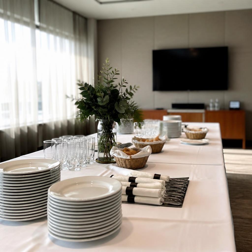 Setup catering in sala riunioni aziendale